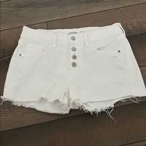 Old Navy Boyfriend Mid-Rise Button-Fly White Cutoff Jean Shorts